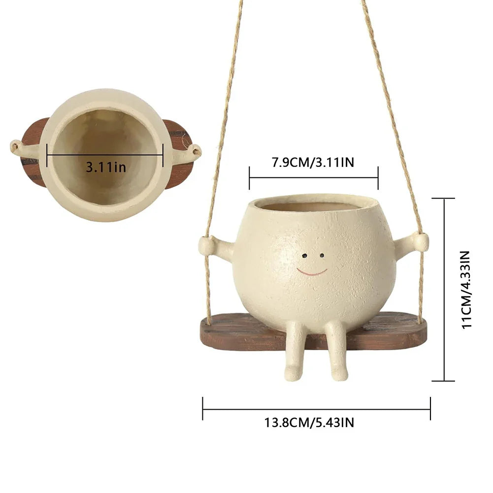 Lachend Bloempotje met Schommel