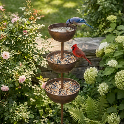 Rustiek Drielaags Vogelbad