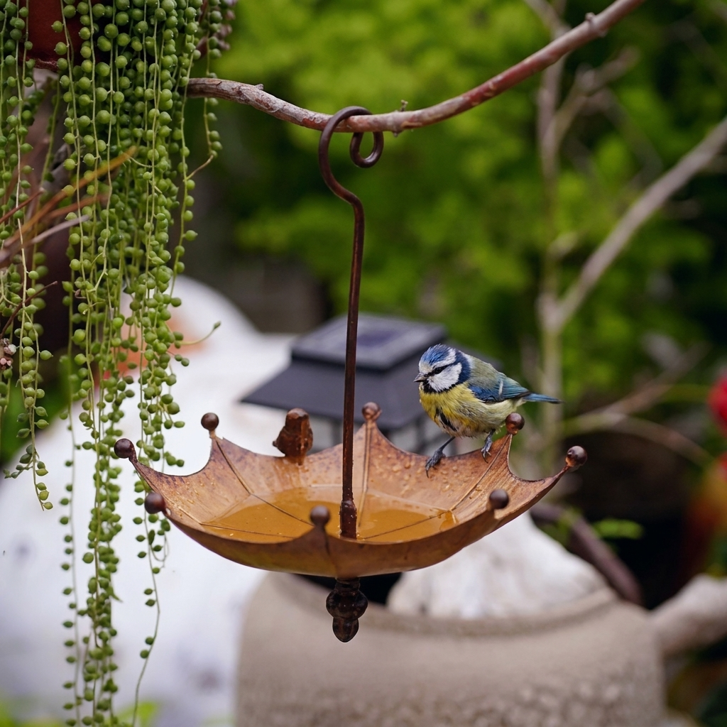 Vintage Vogelbad & Voederbak