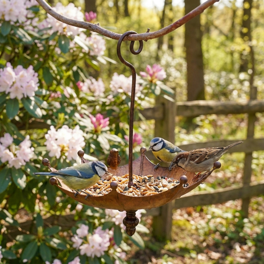 Vintage Vogelbad & Voederbak