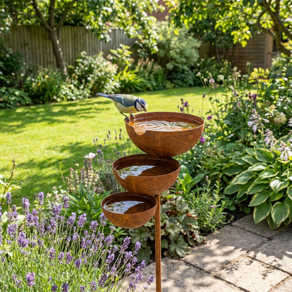 Drielaags Vogelbad – Cortenstaal