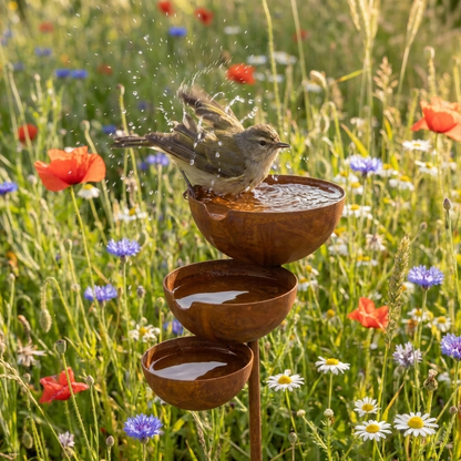 Drielaags Vogelbad – Cortenstaal