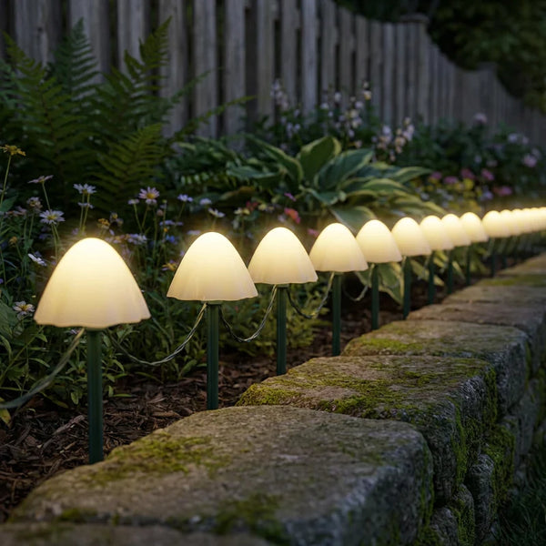 Zonnige Paddenstoellampen Tuin